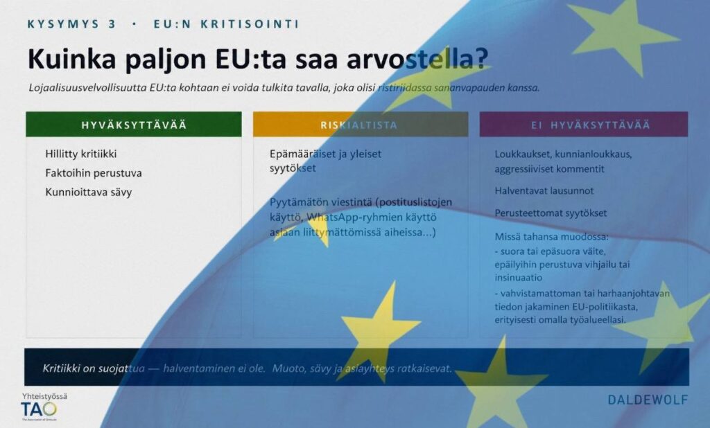 Vuotanut koulutusmateriaali: EU:n työntekijöitä varoitettiin kritisoimasta unionia