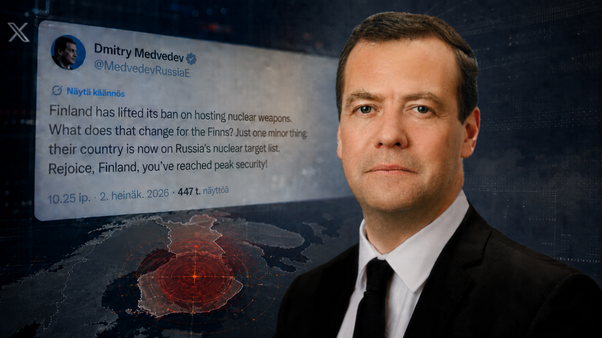 Medvedev ivasi Suomea: ”Olette saavuttaneet turvallisuuden huipun!”